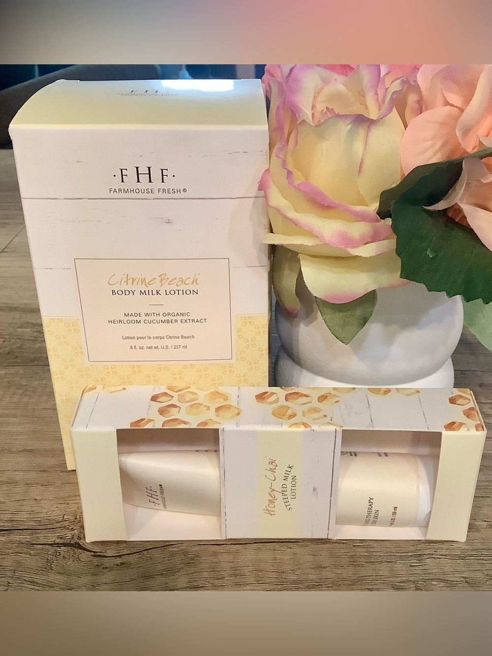 NWT Farmhouse Fresh Citrine Beach Body Milk Body Lotion and Travel Size Set